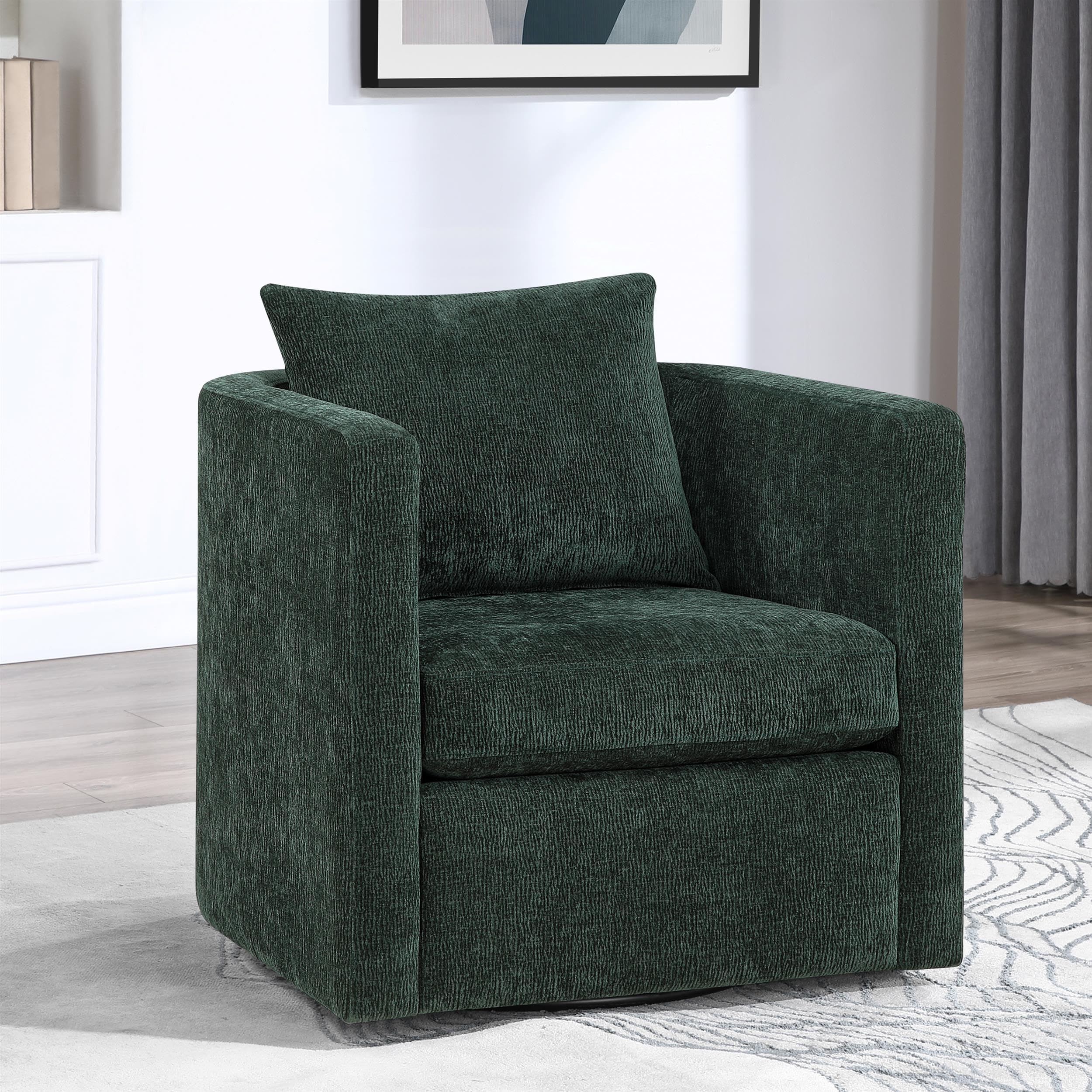 Comfort Pointe Sheldon Kelly Green Fabric Swivel Barrel Chair