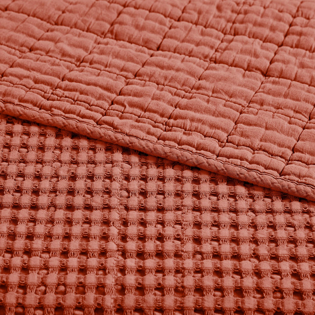 Levtex Home - Mills Waffle - Full Quilted Bedspread Set - Chambray Cotton Waffle - Bedspread Size (96X110In.), Sham Size (26 X 2