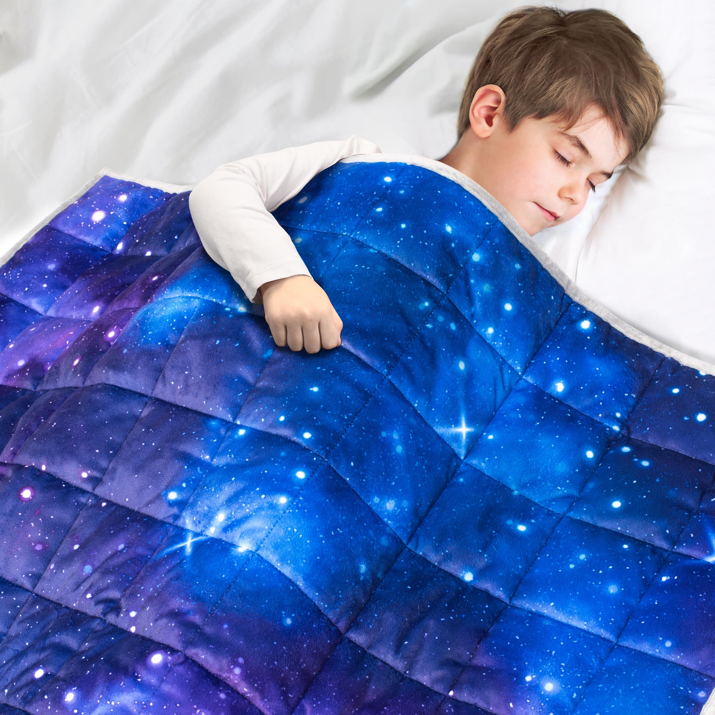 Solfres 3Lbs Weighted Blanket, 36 X 48 Inches, Printing Heavy Blanket 3 Pounds For Children And Teens Ultra Soft And Cozy, Stars
