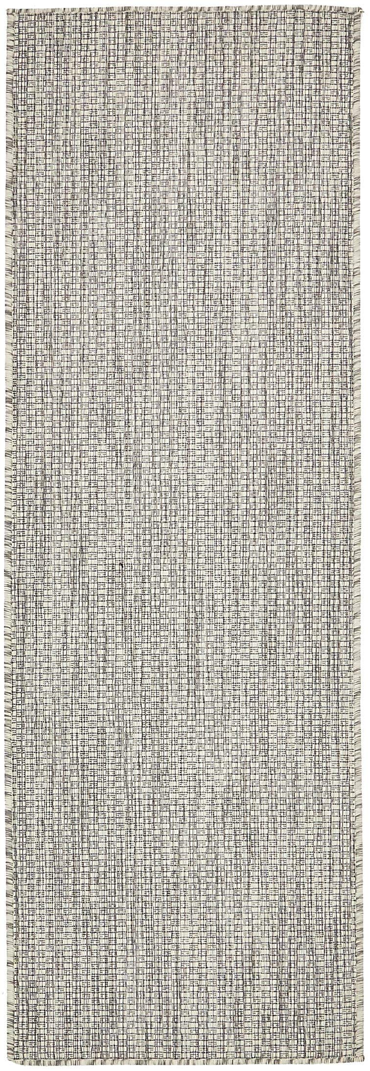 Unique Loom Collection Casual Transitional Solid Heathered Indoor/Outdoor Flatweave Area Rug (2' X 6' 1' Runner, Light Gray/Ivo