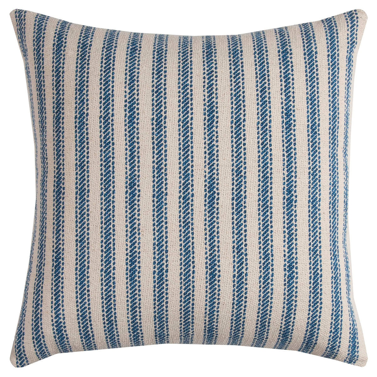 Rizzy Home | T11039 | Poly Fill Decorative Pillow | 20"X20" Blue/Neutral/Brown Ticking Stripe