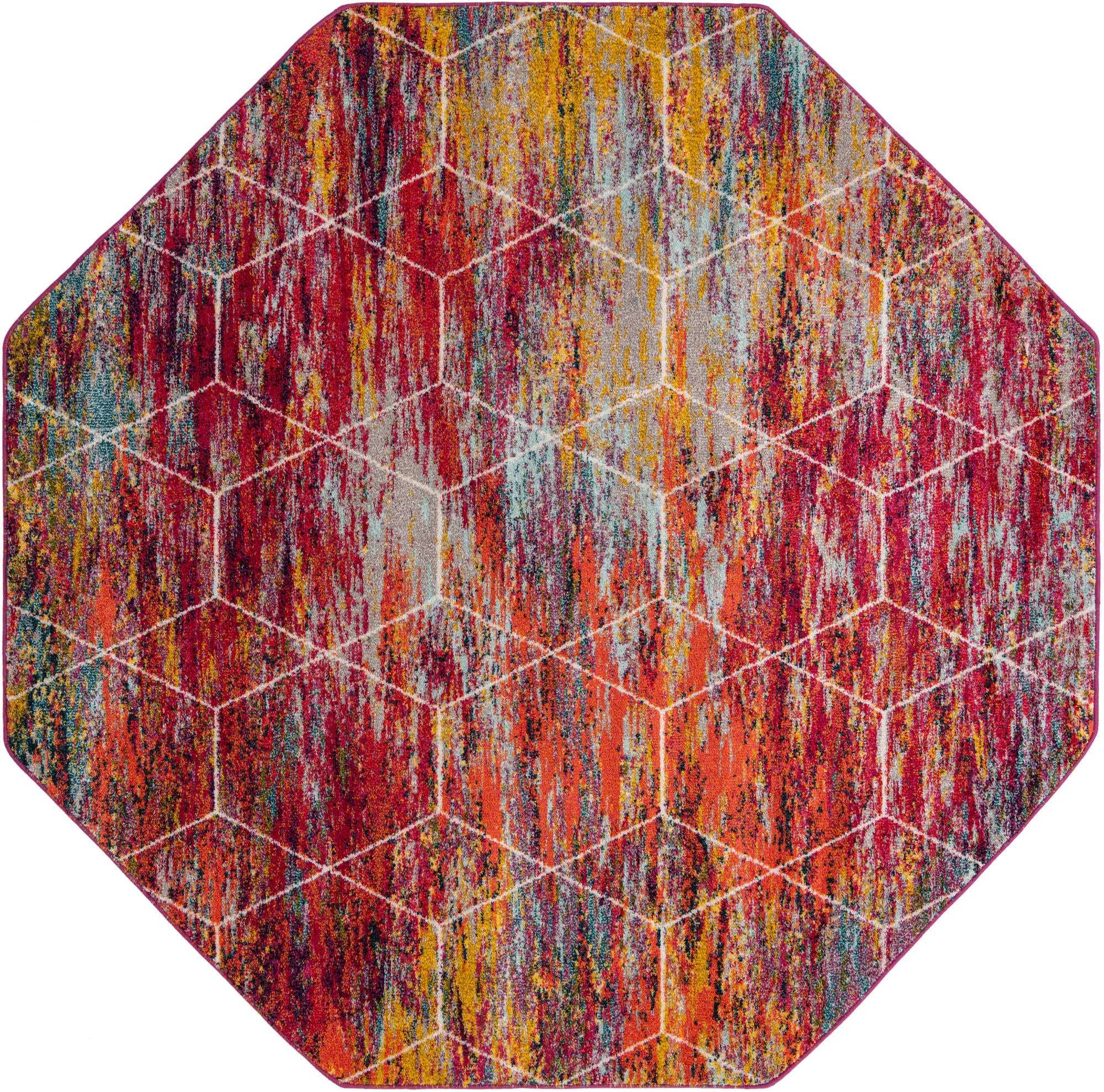 Unique Loom Trellis Frieze Collection Area Rug - Geometric (7 10 Octagon, Multi/ Ivory)