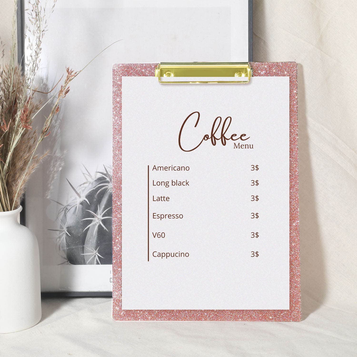 Uniqooo Sparkle Rose Gold Glitter Clipboard With Shinny Gold Finish Clip, Perfect For Modern Arts Lover, Fashion Style Expert, C