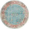 Marbella Mb2 Blue Traditional Rug Round 4' X 4'