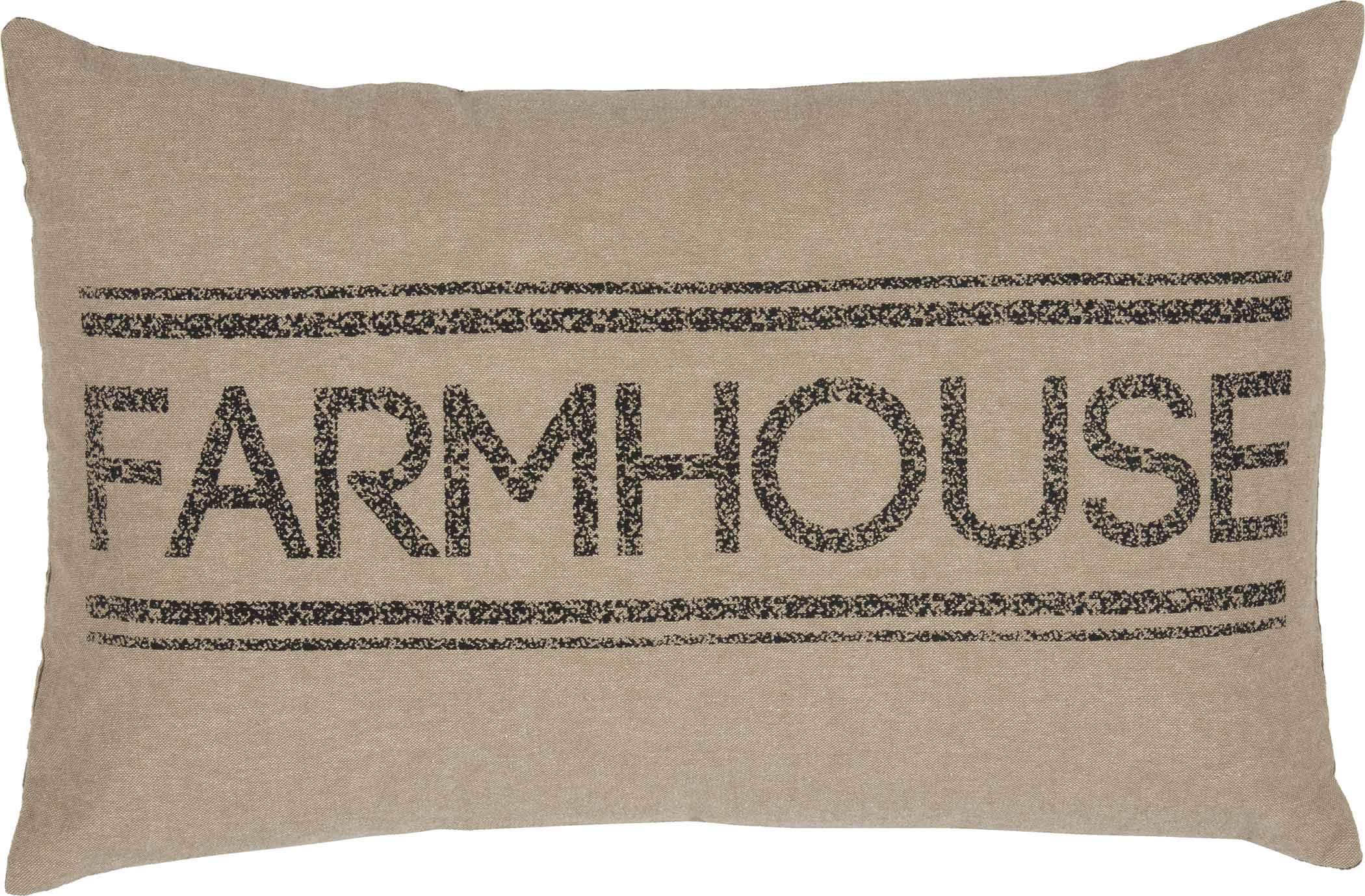 Vhc Brands Sawyer Mill Charcoal Farmhouse Decor Bedding Cotton Text Rectangle Throw Pillow Cover W/ Insert