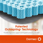Dormeo Premium Queen Cooling Mattress Topper 3-Inch 3-Zone Octaspring Technology Anti-Slip Bottom