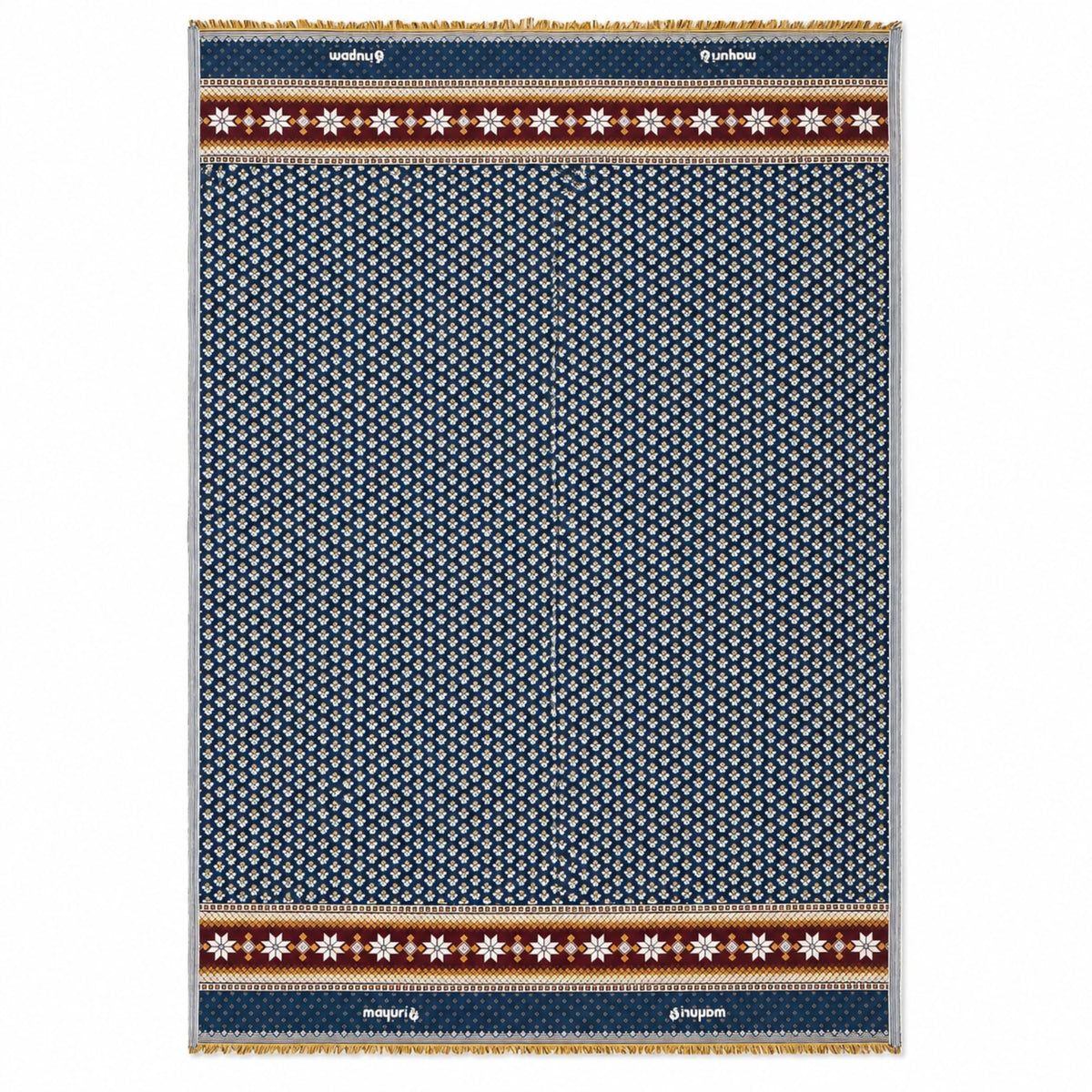 Mayuri Pankh Solapuri Chaddar for Single Bed | Traditional Woven Blanket with Floral Pattern, Decorative Border & Fringed Ends |