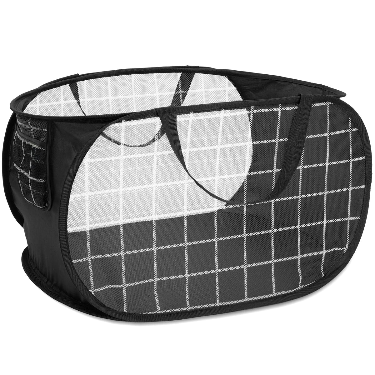 Collapsible Laundry Baskets with Side Pocket, Mesh Pop Up Clothes Hamper for Laundry, Foldable Laundry Basket Storage Hamper wit