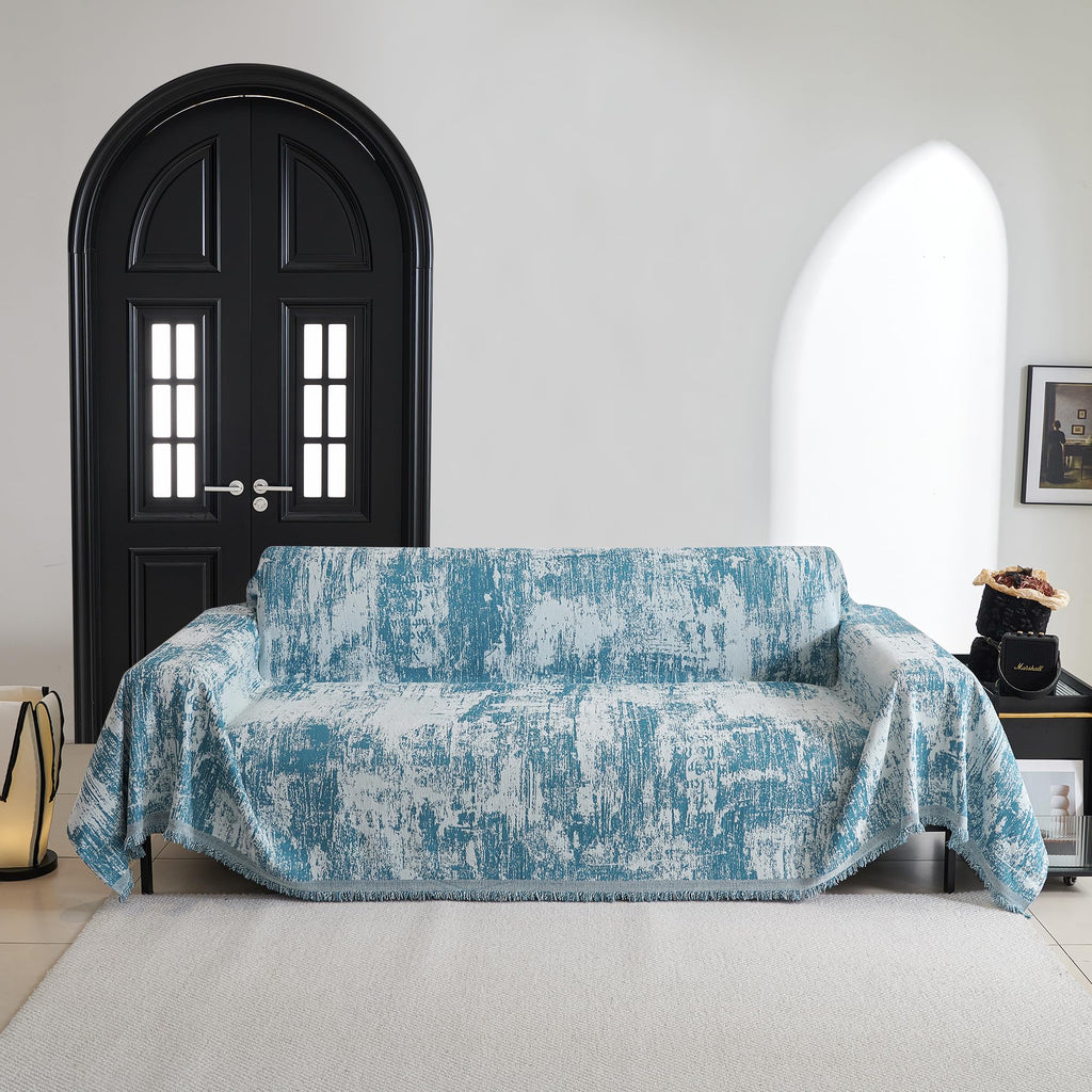 MYSKY HOME Sectional Couch Cover Sage Abstract Geometric Sofa Covers for Sectional Sofa L Shape Chenille Couch Protector for Dog