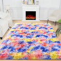 Noahas Rugs for Bedroom,Blue and Yellow 3x5 Kids Rug,Fluffy Rainbow Rug for Girls Bedroom,Cute Colorful Area Rug,Fuzzy Carpet Be