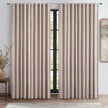 QJmydeco Curtains 70 Inch Length Wide Pleated Blackout Curtain for Sliding Glass Door/Living Room, Farmhouse Linen Thick Boho Be