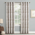 Sun Zero Darren Distressed Woven Jacquard Blackout Grommet Curtain Panel, 50 x 84, Camel