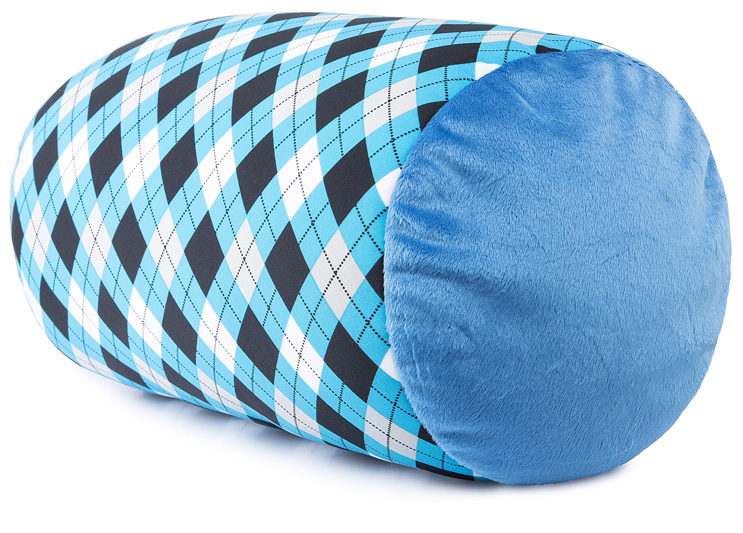 Deluxe Comfort Squish Beads Bed Mooshi Squishy Microbead Pillow, 1 Count (Pack Of 1), Blue Argyle