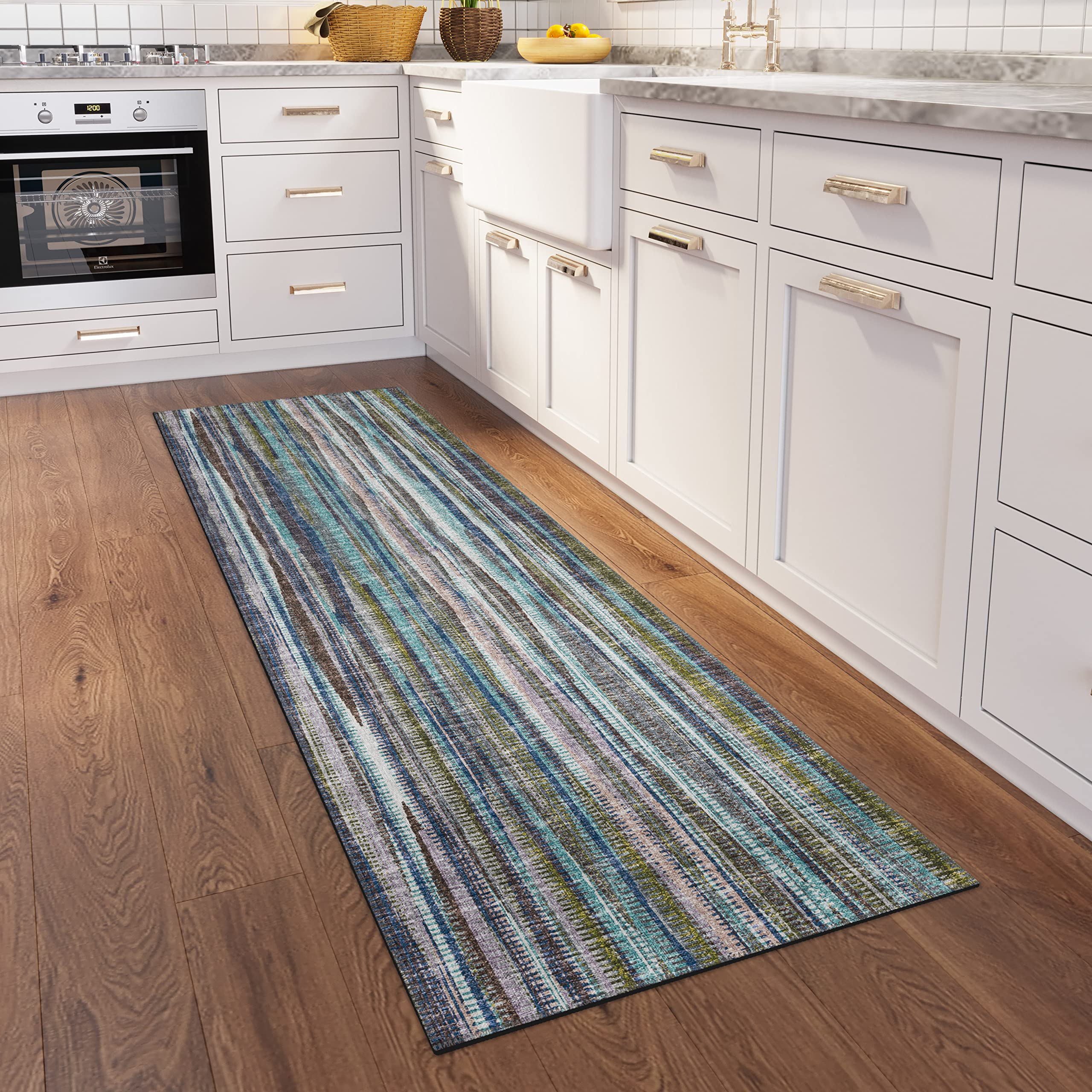 Addison Rugs Waverly 2'3" X 7'6" Awa31 Plum Indoor Outdoor Hallway Runner Rug, Stain Resistant Carpet For Bathroom, Laundry Room, Easy Clean, Machine Washable, Non Shedding, Living Room, Dining Room