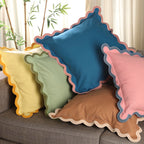 Folkulture Throw Pillow Covers 20X20, Set Of 2 Throw Pillows For Couch Pillows For Living Room, Boho Throw Pillows, Scalloped Pi