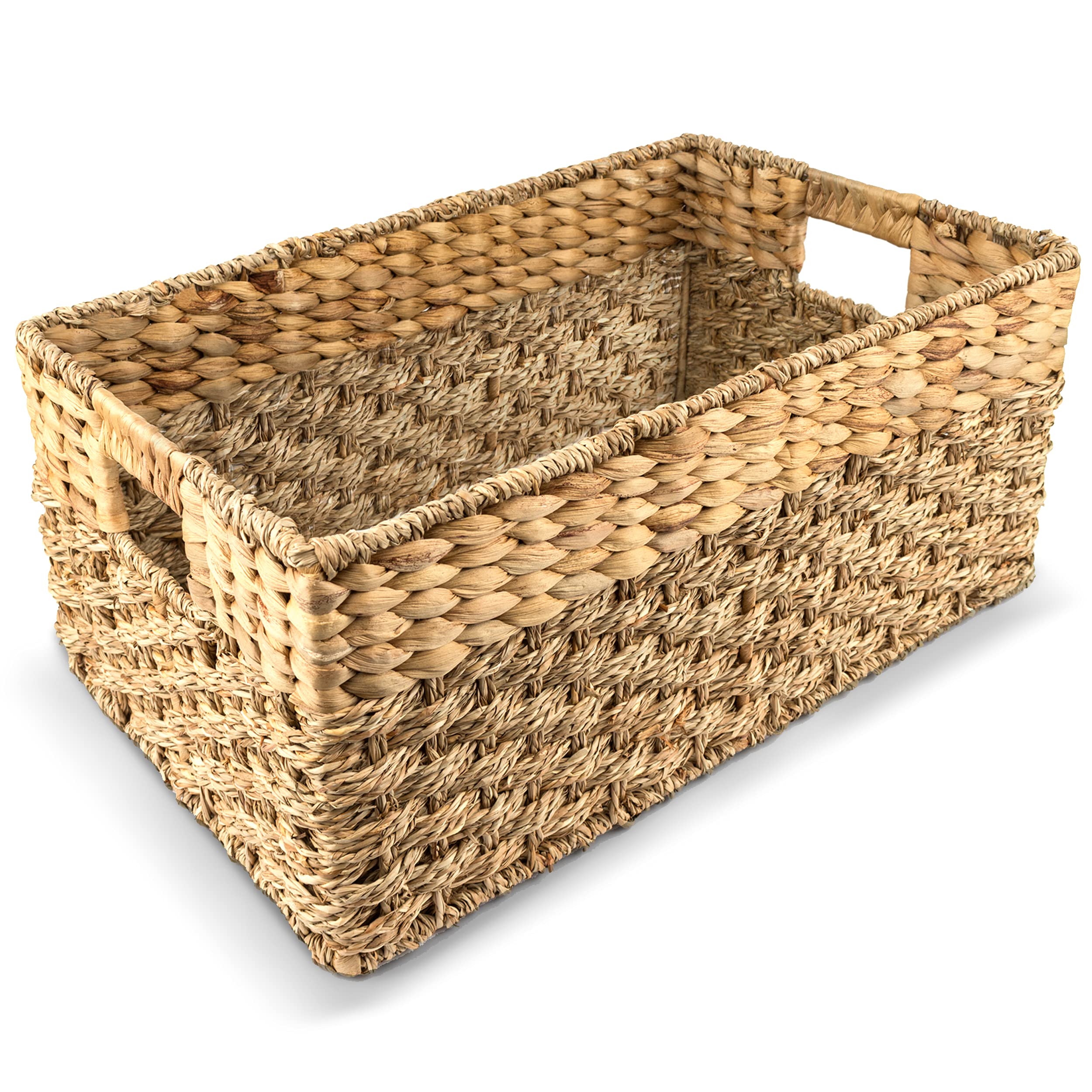 Wicker Storage Baskets - Rattan Baskets for Kitchen Organization, Wicker Storage Cubes & Shelf Baskets, Water Hyacinth Wicker La