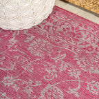 Jonathan Y Smb100A-28 Tela Bohemian Textured Weave Floral Indoor/Outdoor Red/Taupe 2 Ft. X 8 Ft. Runner Rug, Coastal,Easycleaning,Hightraffic,Livingroom,Backyard, Non Shedding