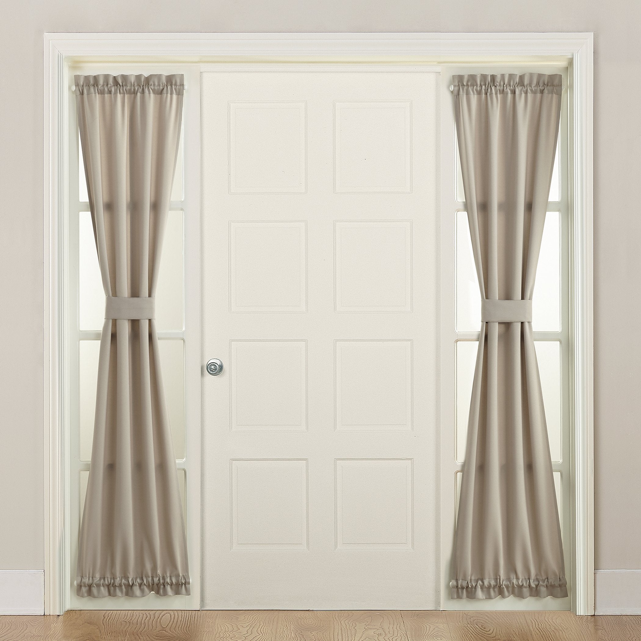 Sun Zero Barrow Energy Efficient Rod Pocket Door Sidelight Curtain Panel, 26 x 72, Stone