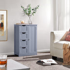 Yaheetech Bathroom Floor Cabinet, Freestanding Storage Organizer Unit Kitchen Cupboard W/ 4 Drawers & Adjustable Shelves, Using For Living Room/Kitchen/Bathroom, Gray