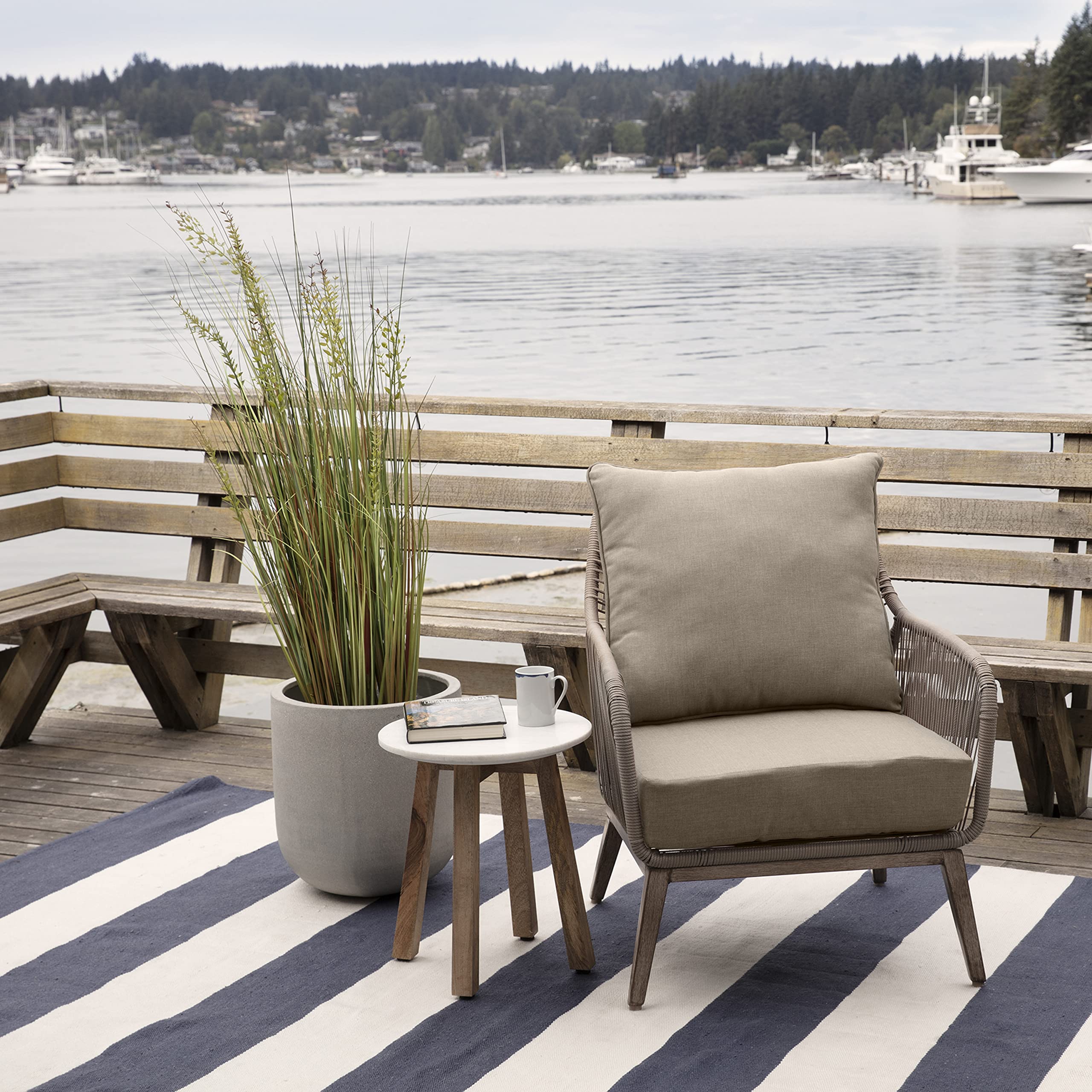 Arden Selections Oceantex Outdoor Deep Seating Cushion Set 24 X 24, Natural Tan