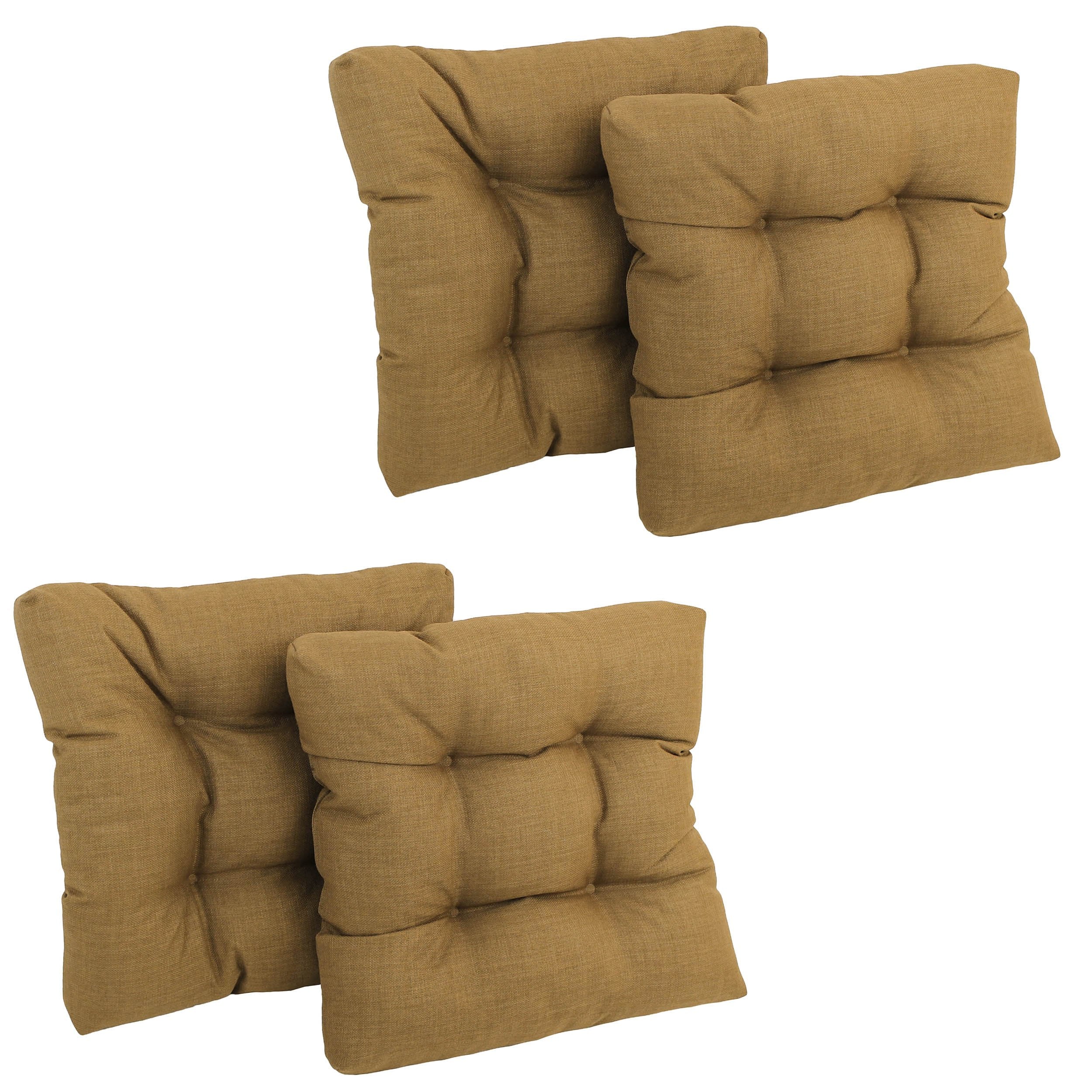 Blazing Needles Indoor/Outdoor Square Tufted Chair Cushion, 19 x 19, Wheat 4 Count