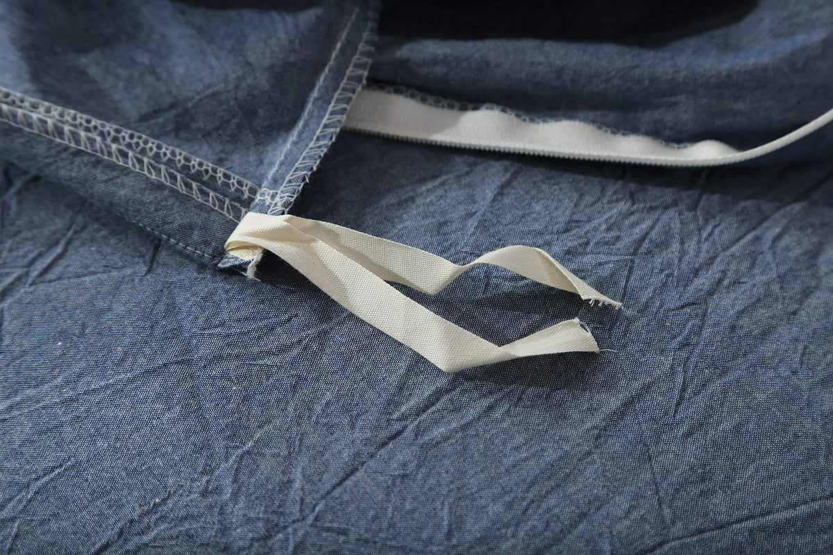 F.Y.Dreams 100% Washed Cotton Duvet Cover For Weighted Blanket 48X72 Inches With 8 Ties,Zipper On Long Side/Demin Blue/Just Duve