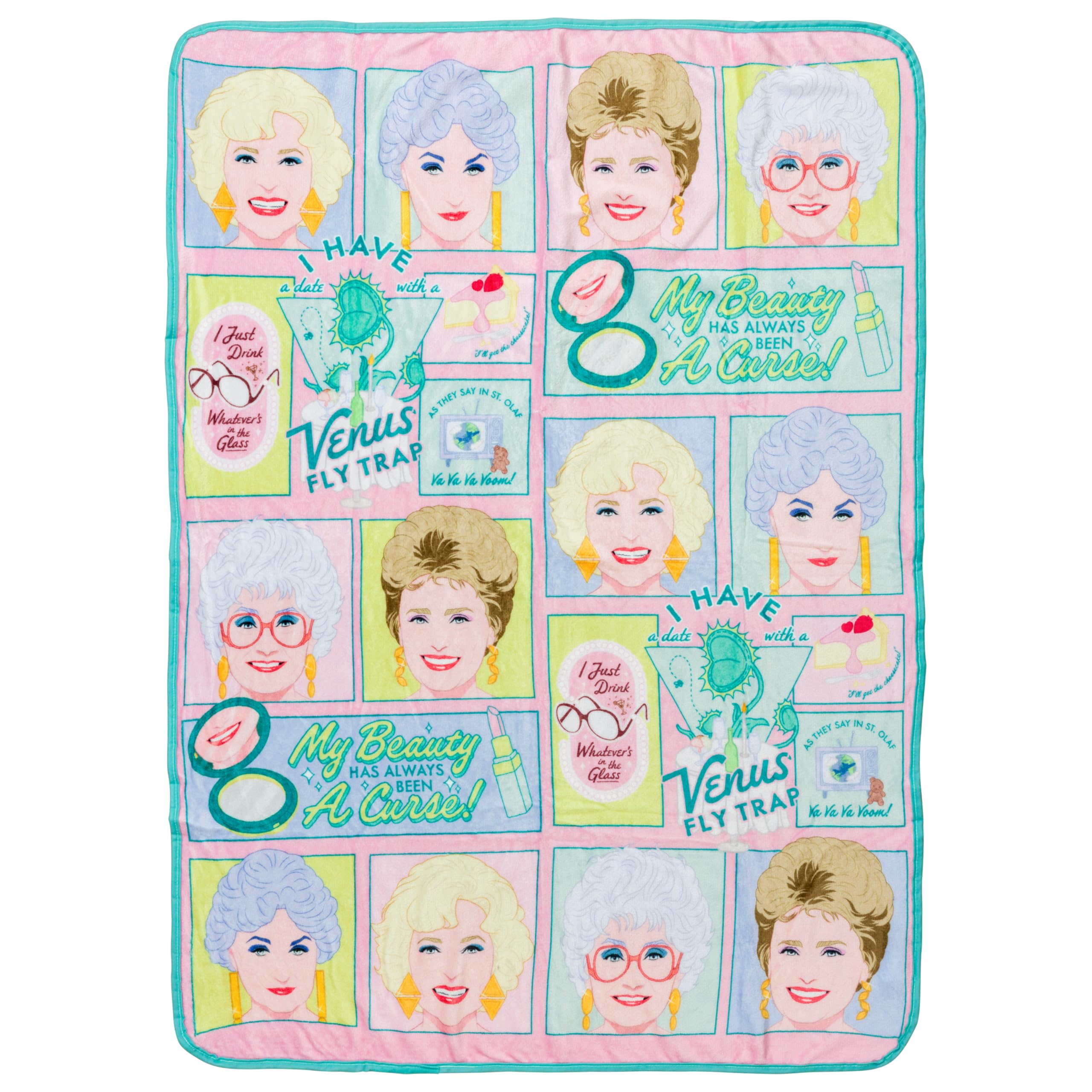 Silver Buffalo Golden Girls Sublimated Flannel Fleece Throw Blanket Featuring Dorothy, Rose, Blanche, and Sophia, 45 x 60