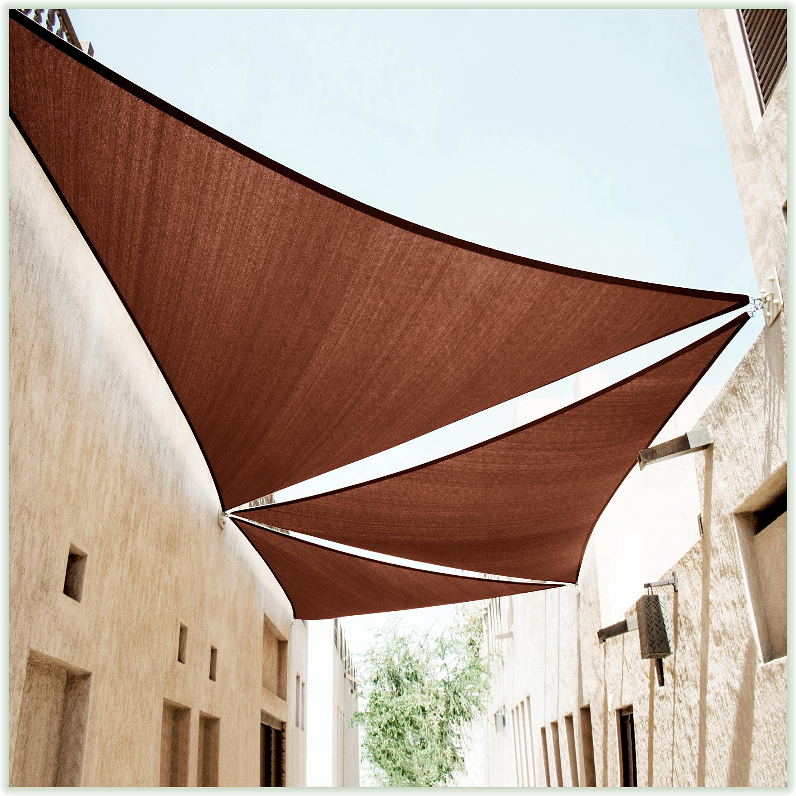 Colourtree 10' X 10' X 10' Brown Sun Shade Sail Triangle Ctslt10 - Canopy Mesh Fabric Uv Block Upf50 - Commercial Heavy Duty - 1