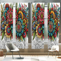 Ambesonne Modern Window Curtains Pack of 2, Jumble Colors Illustration of Oriental Floral Motif with Greenery Leaves, Lightweigh