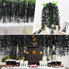Bleum Cade 10 Pcs Black Wisteria Hanging Flowers, 3.6Ft/Pcs Fake Wisteria Flowers, Artificial Hanging Wisteria Garland For Weddi