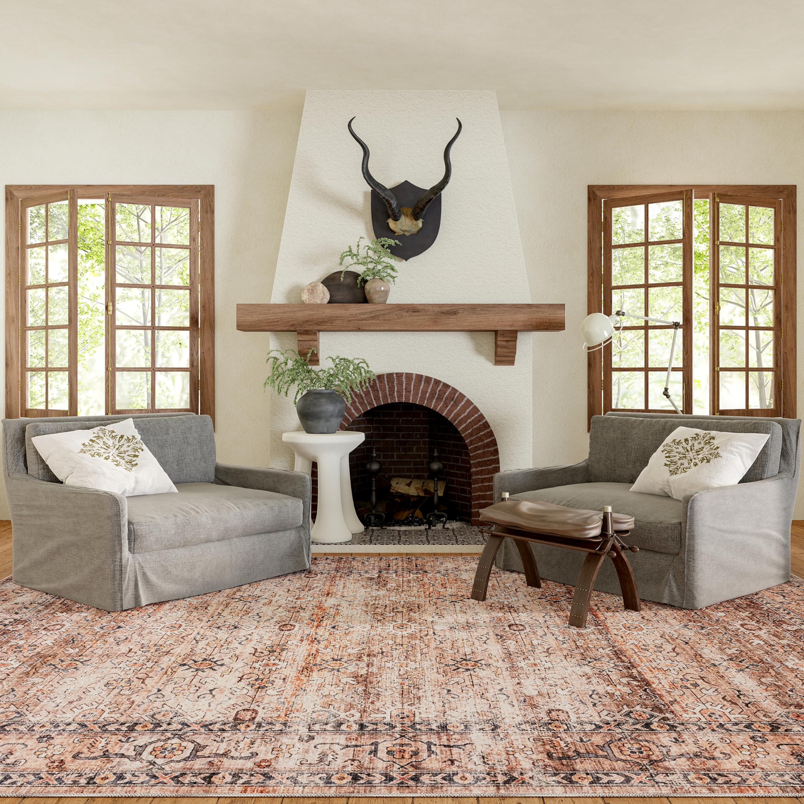 nuLOOM Gwyn Distressed Machine Washable Ultra Thin Area Rug, 3 x 5, Beige