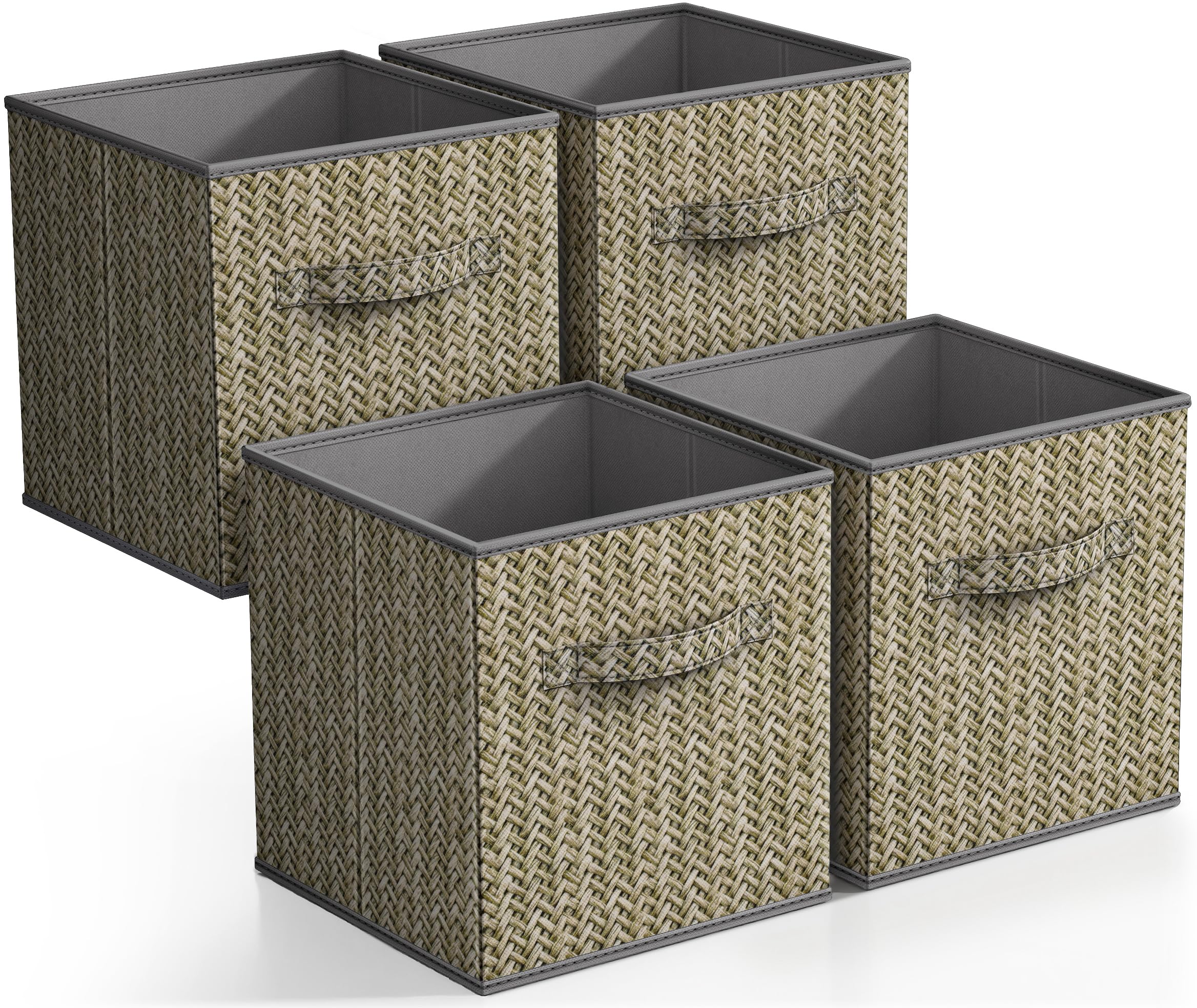 Sorbus Foldable Storage Bins - 11 Inch Sturdy Collapsible Fabric Storage Cubes with Handle - 4 Baskets for Organizing Clothes & 