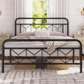 Topeakmart Full Bed Frames Metal Platform Bed with Vintage Style Headboard/Mattress Foundation/No Box Spring Needed/Under Bed St