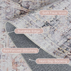 Bileehome Nursery Rug Girl Baby,Boho Neutral Washable Soft 6X9 Area Rug For Bedroom,Pink And Grey