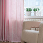 Sutuo Home Boho Curtains For Bedroom 96 Inches Long, Light Filtering Farmhouse Shabby Chic Tassels Window Treatment Bohemian Embroidery Drape, Rod Pocket 1 Panel 52' W X 96' L, Pink
