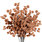 Sggvecsy 6 Pcs Fall Artificial Eucalyptus Stems Long Silver Dollar Leaves Fake Silk Eucalyptus Leaf Branches for Indoor Home Aut