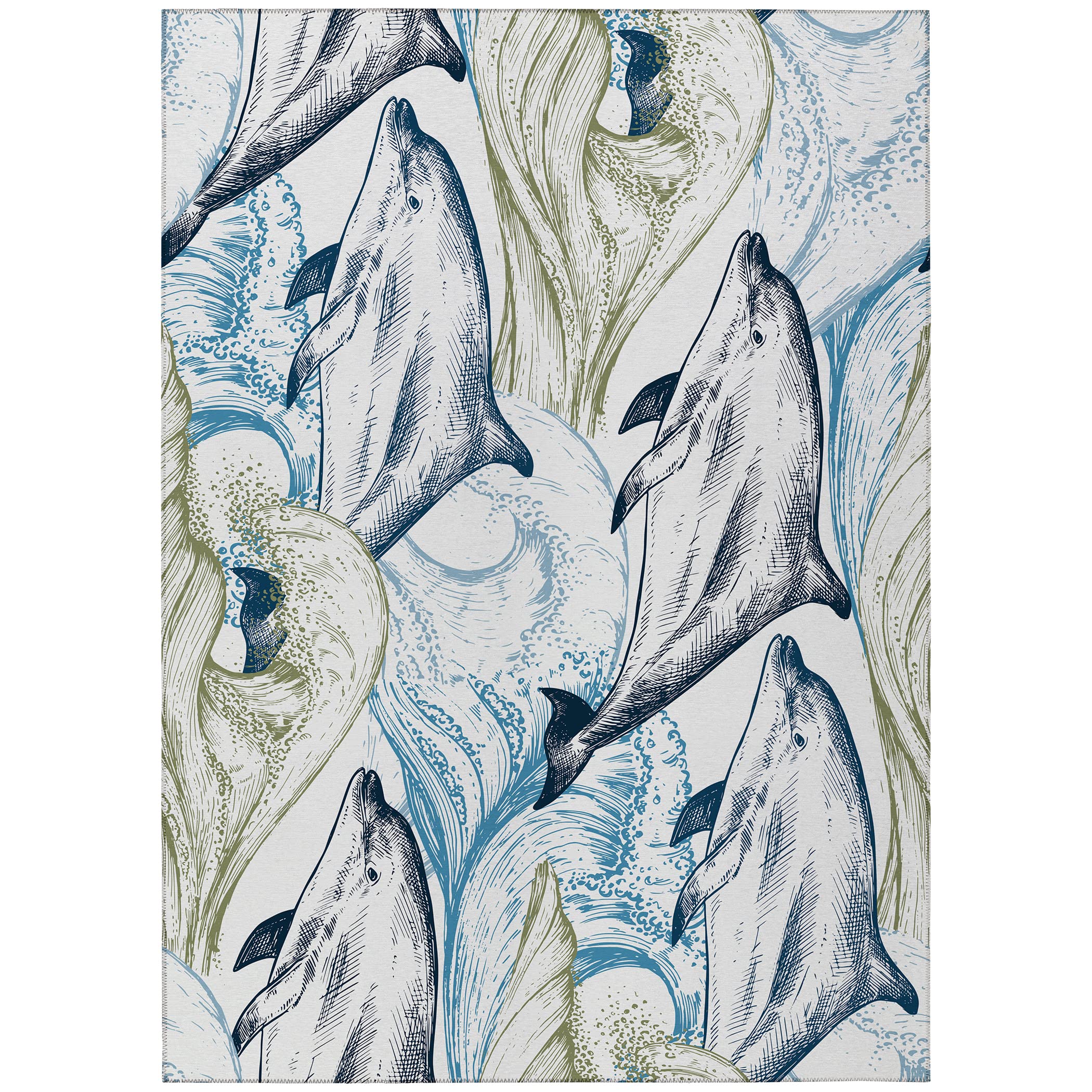 Addison Rugs Harpswell Ahp40 Blue 10' X 14' Indoor Outdoor Rug, Easy Clean, Machine Washable, Non Shedding, Bedroom, Living Room, Dining Room, Kitchen, Patio Rug