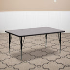 Flash Furniture Wren 30''W x 72''L Rectangular Grey Thermal Laminate Activity Table - Height Adjustable Short Legs