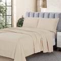 Cathay Home Essentials Ultra Soft Hypoallergenic Wrinkle Resistant Double Brushed Microfiber Bedding Sheet Set, Cream, Twin