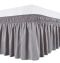Biscaynebay Wrap Around Bed Skirts For Queen Beds 15' Drop, Silver Grey Adjustable Elastic Dust Ruffles Easy Fit Wrinkle & Fade