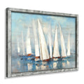 Coastal Framed Painting Wall Art: Abstract Ocean Artwork Seascape Picture Sailboat Prints on Wood in Modern Style for Bedroom 32