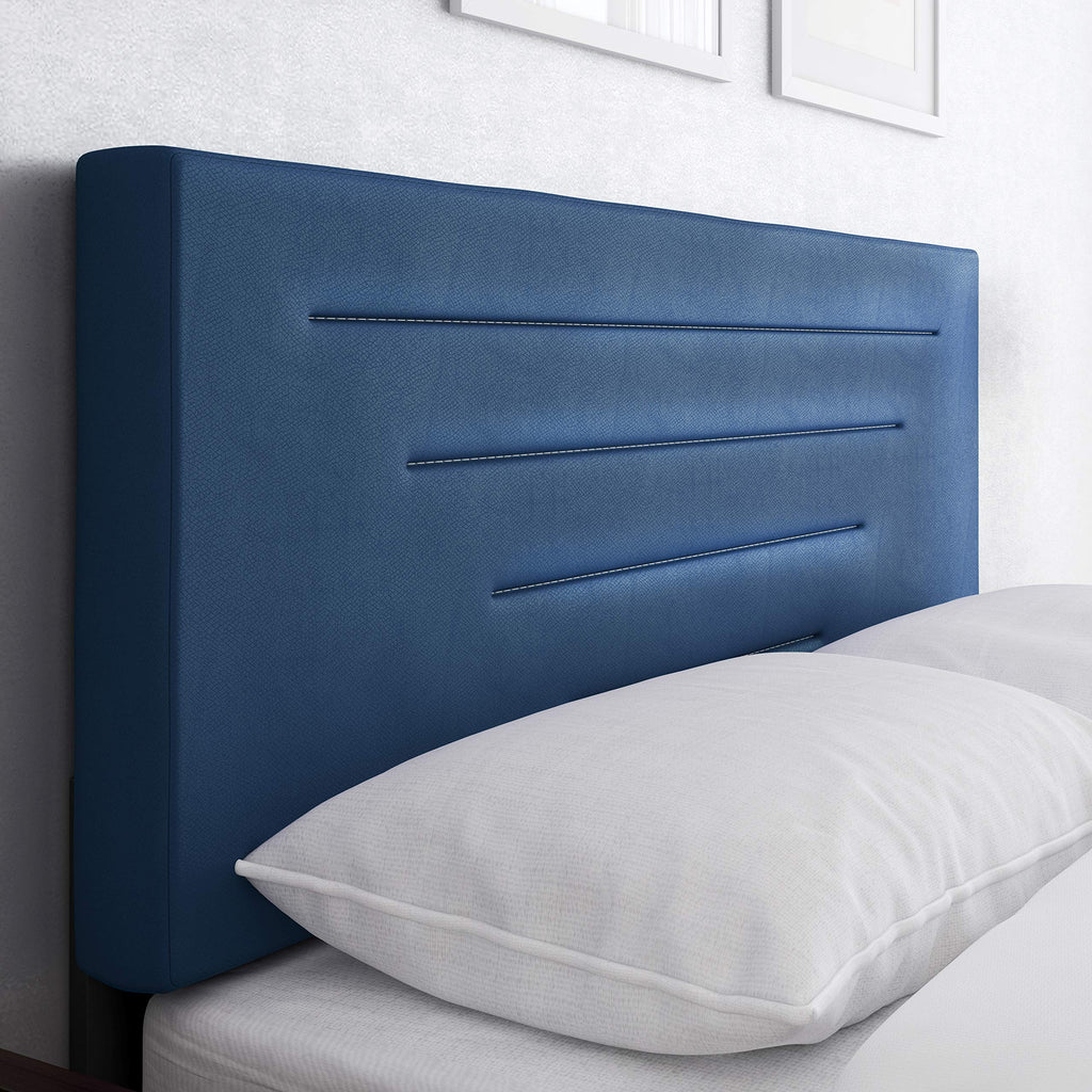 Boyd Sleep Luxenbourg Upholstered Platform Bed with Headboard and Durable Mattress Foundation with Strong Wood Slat Supports, Box Spring Required: Queen, Blue