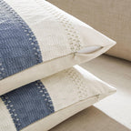 Zeemart 2 Packs Cotton Boho Throw Pillow Covers 20X20 Inch Contrast Blue, Soft Farmhouse Decorative Couch Pillow Cases Blue Cushion Covers For Sofa Bed Living Room Home Decor