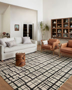 Loloi Chris Loves Julia x Polly Black/Ivory 2'-6'' x 7'-6'' Runner Rug