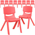 10 Pk. Red Plastic Stackable School Chair with 12 Seat Height