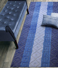ORFA HOME Custom Size Hallway Runner Rug, Slip Resistant, 26 Inch Wide X Your Choice of Length, Meander Blue, 26 Inch X 3 Feet, 