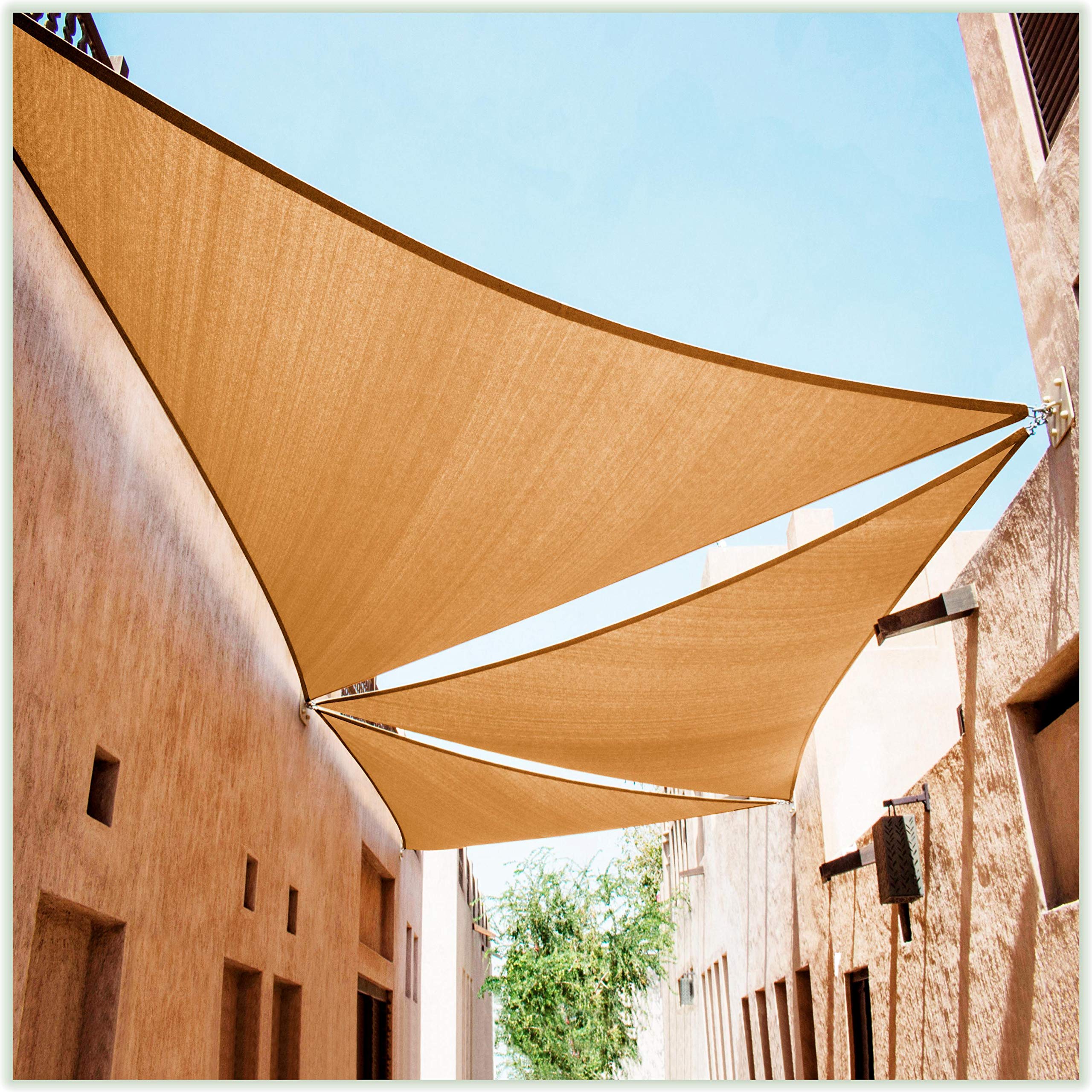 Colourtree Ctapt14 Custom Size Order To Make 16' X 22' X 27.2' Sand Beige Right Triangle Sun Shade Sail Canopy Mesh Fabric Uv Bl