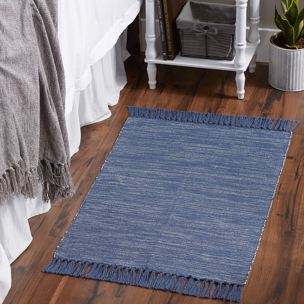 DII Woven Rugs Collection - Ribbed Reversible Cotton 2x3 ft, French Blue & Off-White, Model 6227