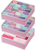 Simple Houseware Closet Drawer Organizer for Clothes, Socks and Underware, 3 Pack, Pink