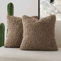 Foindtower 2 Pieces Teddy Faux Fur Throw Pillow Cover Decorative Sherpa Pillow Fuzzy Sheepskin Accent Cushion Case Soft Fleece P